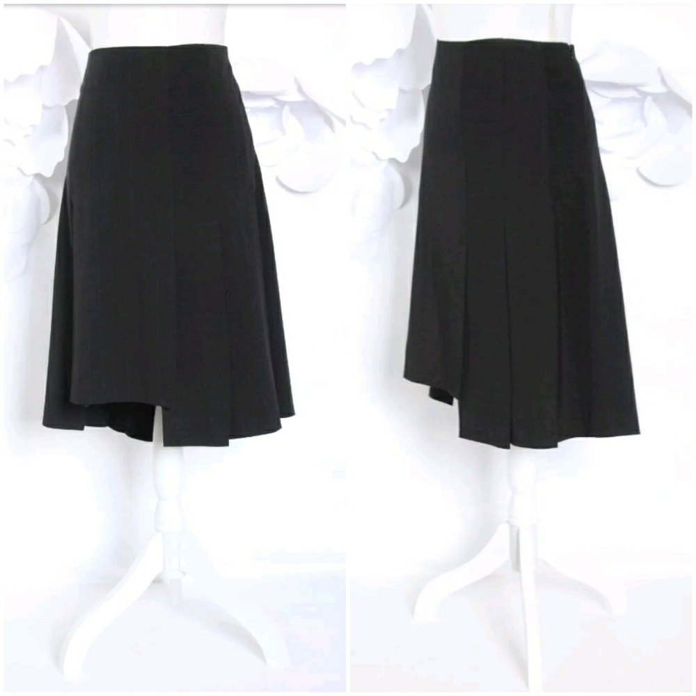 SUSSAN Asymmetric Striped Pleated Skirt 10|L Black